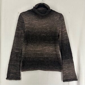 Halogen Striped Turtleneck Sweater Wool Women’s Medium Brown
